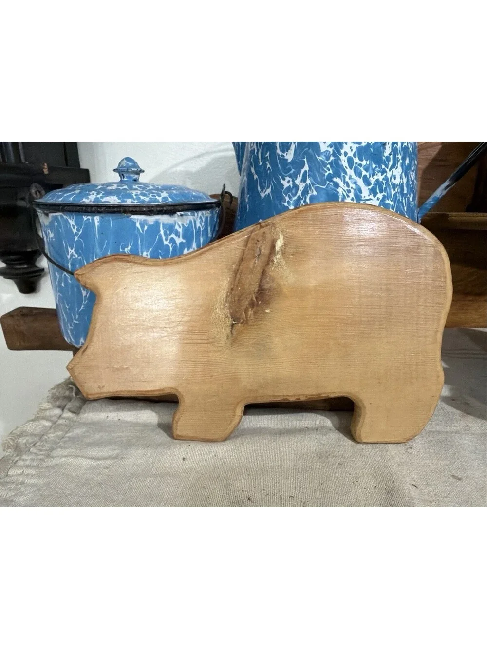 VTG Pig Cutting Board Lot 2 Country Primitive Farmhouse Cottage 12” And 8” Decor